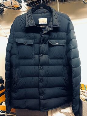 Moncler Men's Dark Blue Quilted Down Shirt Jacket
